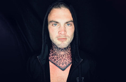 Throat tattoo idea for men