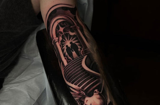 Geometric gates of heaven tattoo idea