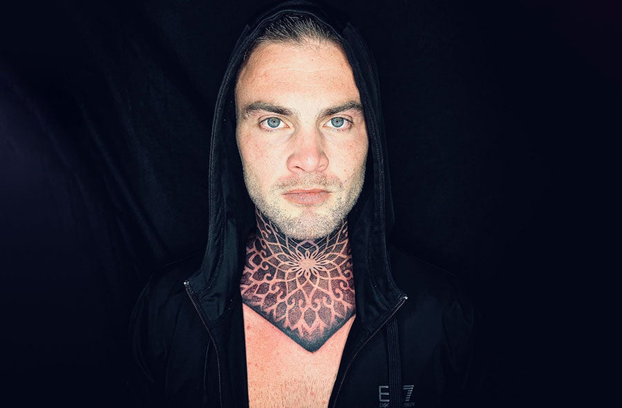 Throat tattoo idea for men